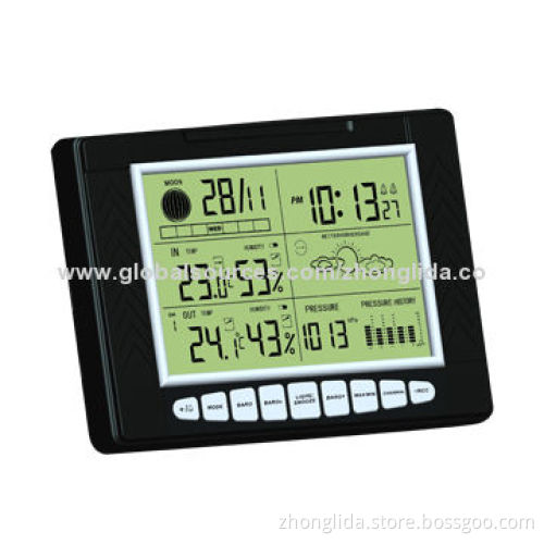 Desk clock with LED backlight and outdoor temperature display